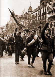 Franco's troops entering republican areas of Barcelona.